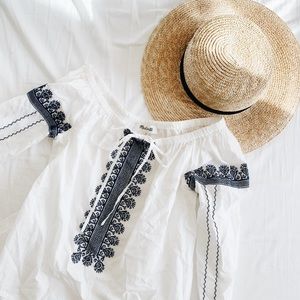 Madewell Embroidered Off Shoulder Top